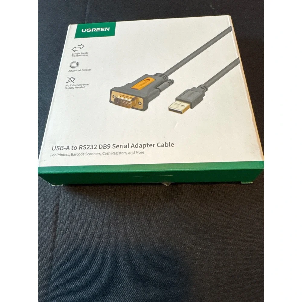UGREEN USB 2.0 to RS232 DB9 Serial Adapter PL2303 Cable New Open Box Gray